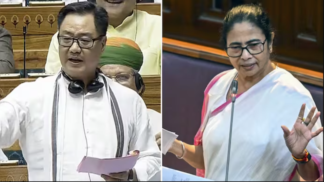 Kiren Rijiju (L) Mamata Banerjee (R)