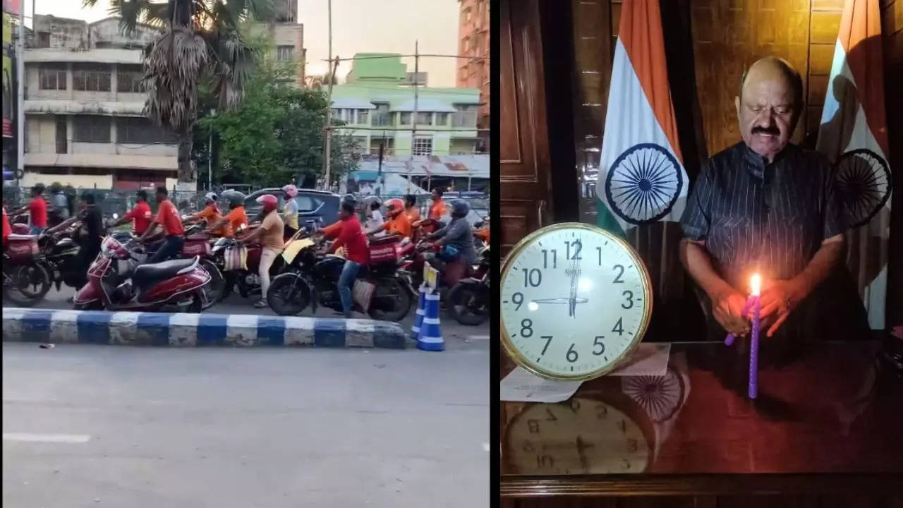 Bike rally by delivery partners and lights-off at Raj Bhawan