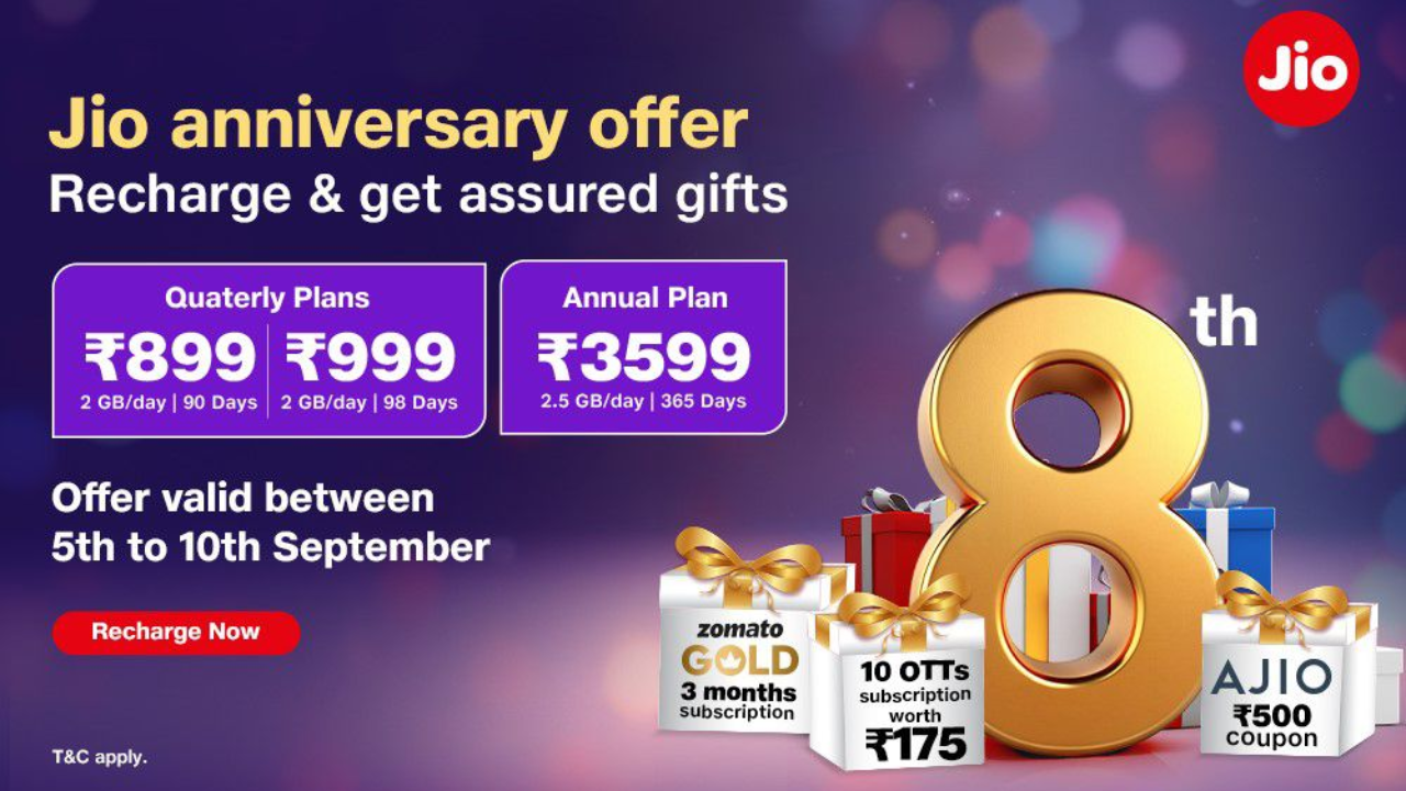 Jio 8th Anniversary Offer