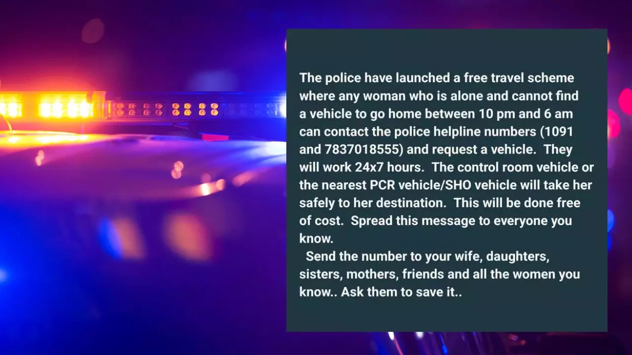 Fact Check: Is India’s Police Providing Free Travel Services To Women At Night? Credit: Canva