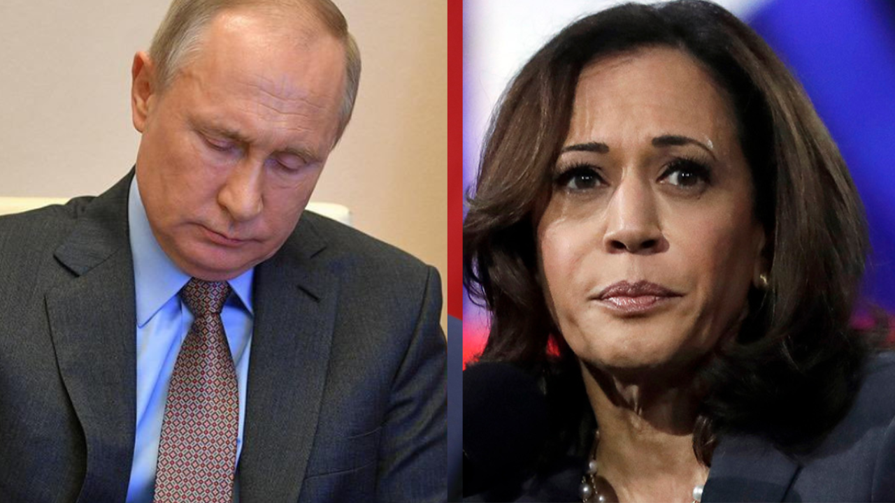 Vladimir Putin and Kamala Harris