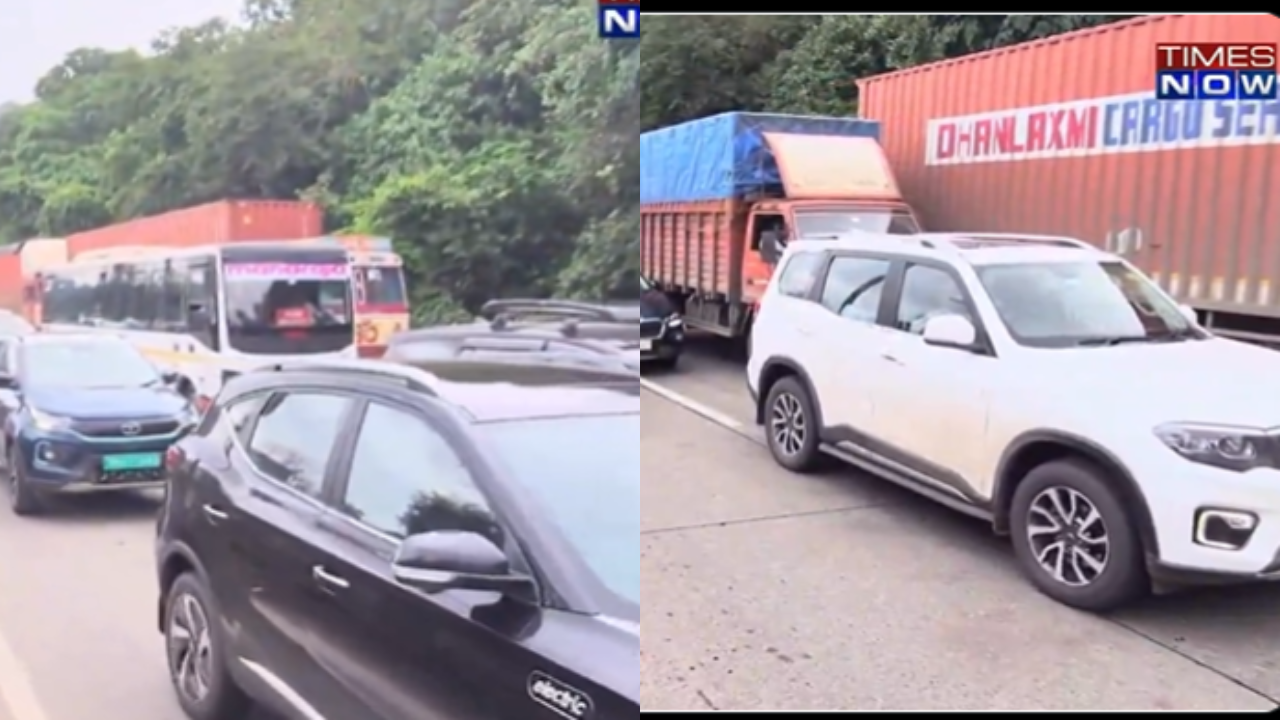 mumbai-pune highway jammed a day before ganesh chaturthi due to surge in goa traffic - video