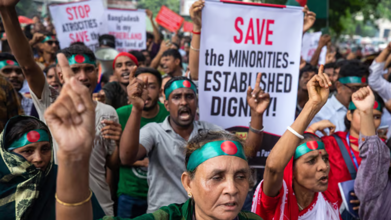 Protestors in Bangladesh demanding safety of minority community