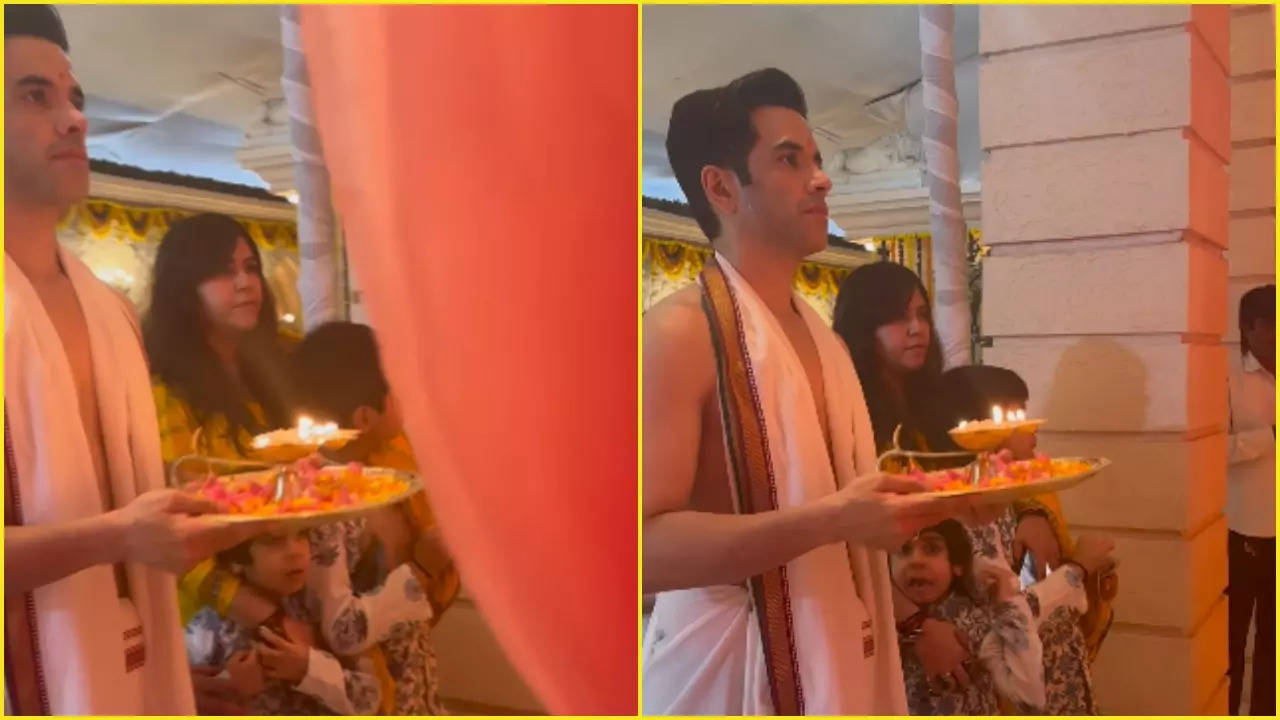 Ekta Kapoor, Brother Tusshar Perform Ganpati Aarti Together With Their Kids - Watch