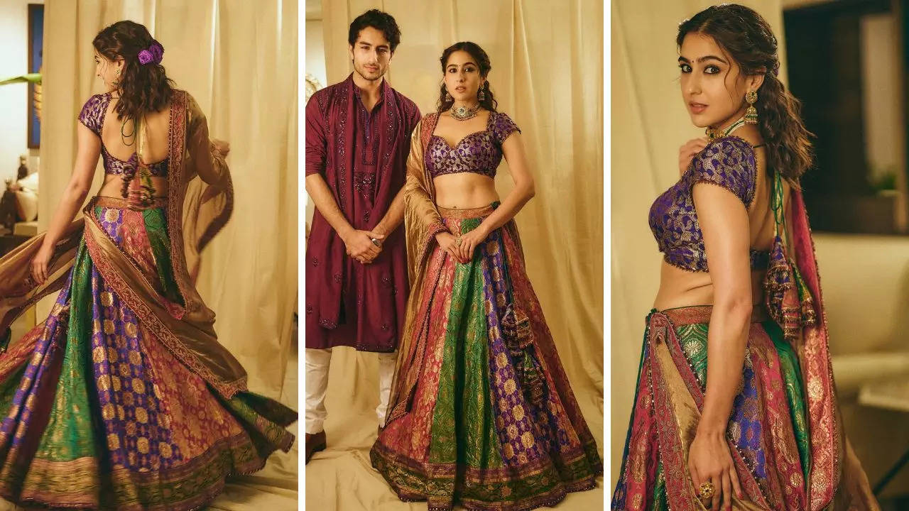 sara ali khan's gorgeous lehenga for ambani's ganesh chaturthi celebrations is made from vintage brocade saris