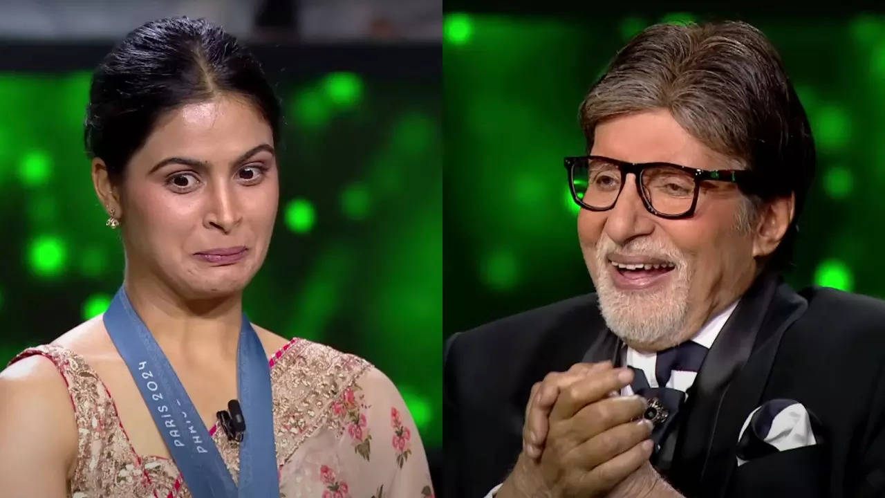 Amitabh Bachchan hosted Manu Bhaker and Aman Sehrawat on Friday's KBC episode. | Credit: SET India