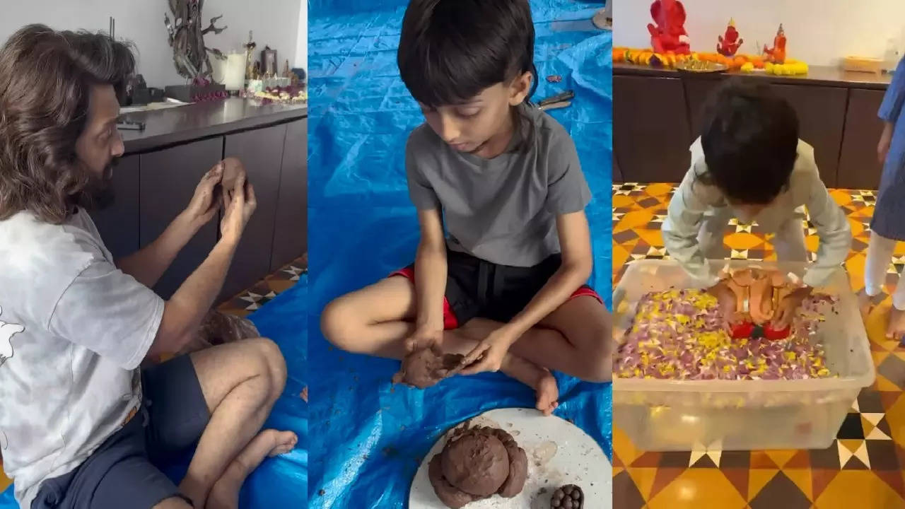 riteish deshmukh shared video of eco friendly ganpati making and visarjan video