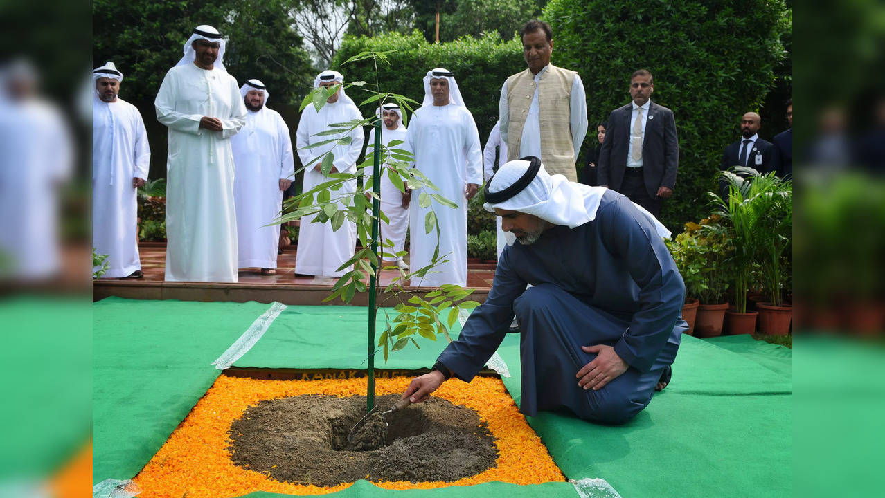 ​UAE's Crown Prince Sheikh Khaled Bin Mohamed bin Zayed Al Nahyan​ visited Rajghat today