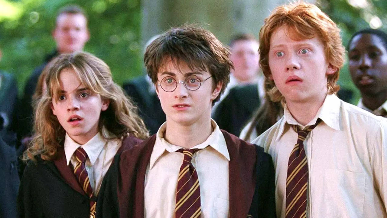 Daniel Radcliffe, Emma Watson and Rupert Grint played Harry, Hermione and Ron.