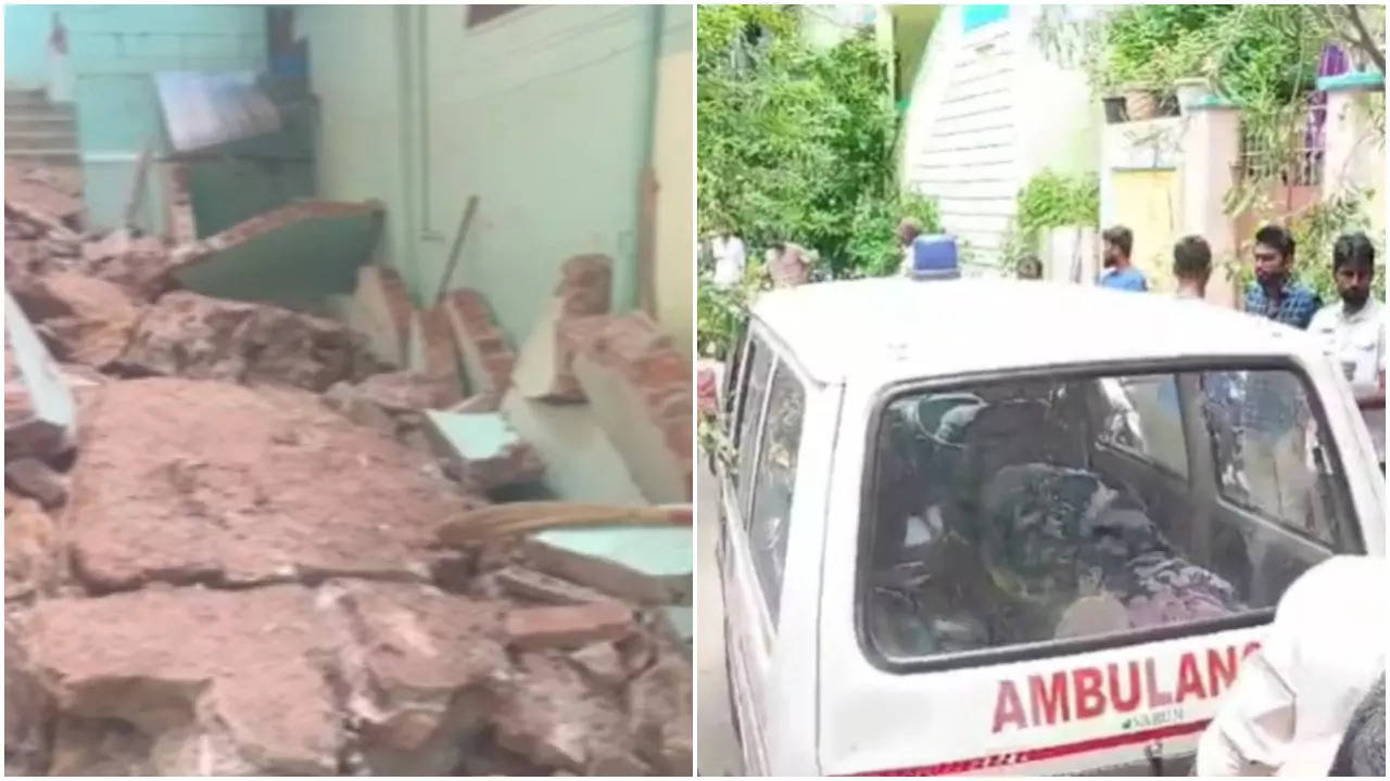 vijayawada landslide in machavaram one dead two injured