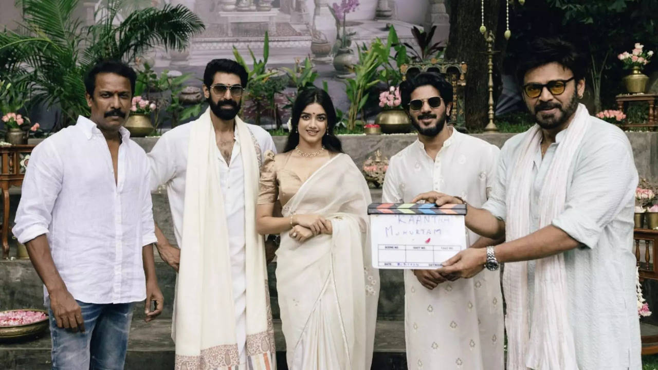 kaantha movie muhurat ceremony in hyderabad dulquer salmaan rana daggubati participated