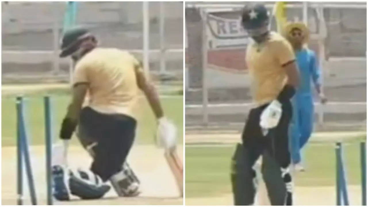 SHOCKING! Babar Azam Gets Castled While Playing Bizarre Shot In Practice Match : WATCH Viral Video