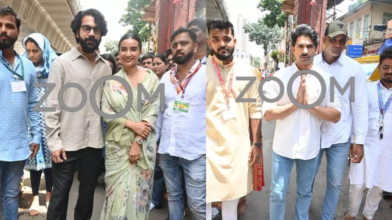 Ganesh Chaturthi 2024: Rajkummar-Patralekha, Taha Shah Visit Lalbaugcha Raja To Seek Blessings. See PICS