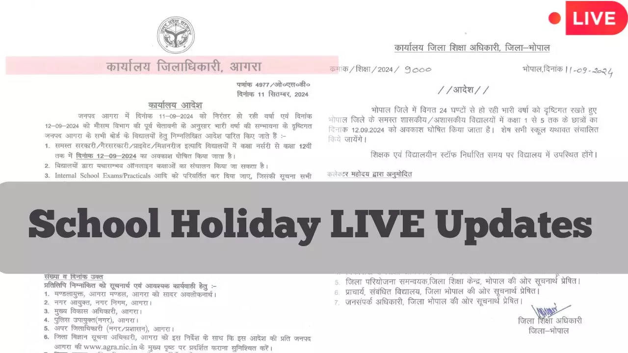 Schools Closed highlights School Holiday Tomorrow in Several Districts of Uttar Pradesh Odisha MP due to Incessant Rains and Waterlogging Check District Wise Updates