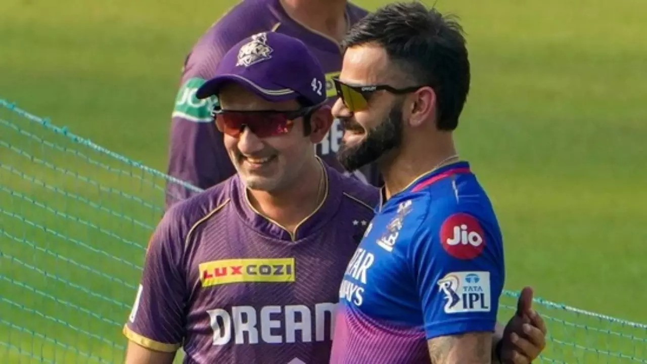 Virat Kohli and Gautam Gambhir during an IPL game