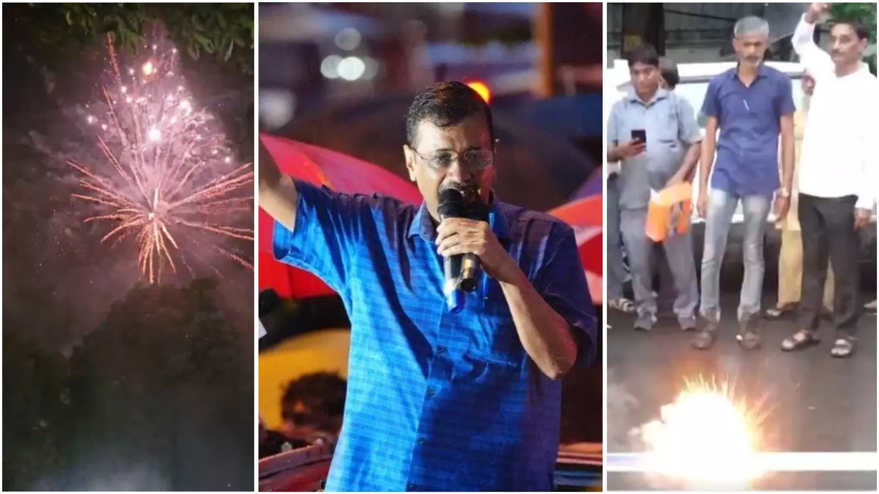 AAP workers burst firecrackers to celebrate Arvind Kejriwal's release