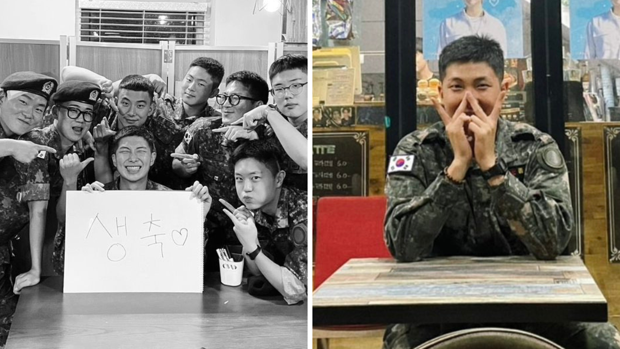 BTS' RM Surprises ARMY As He Visits Fan-Hosted Birthday Cafe Event With Military Buddies