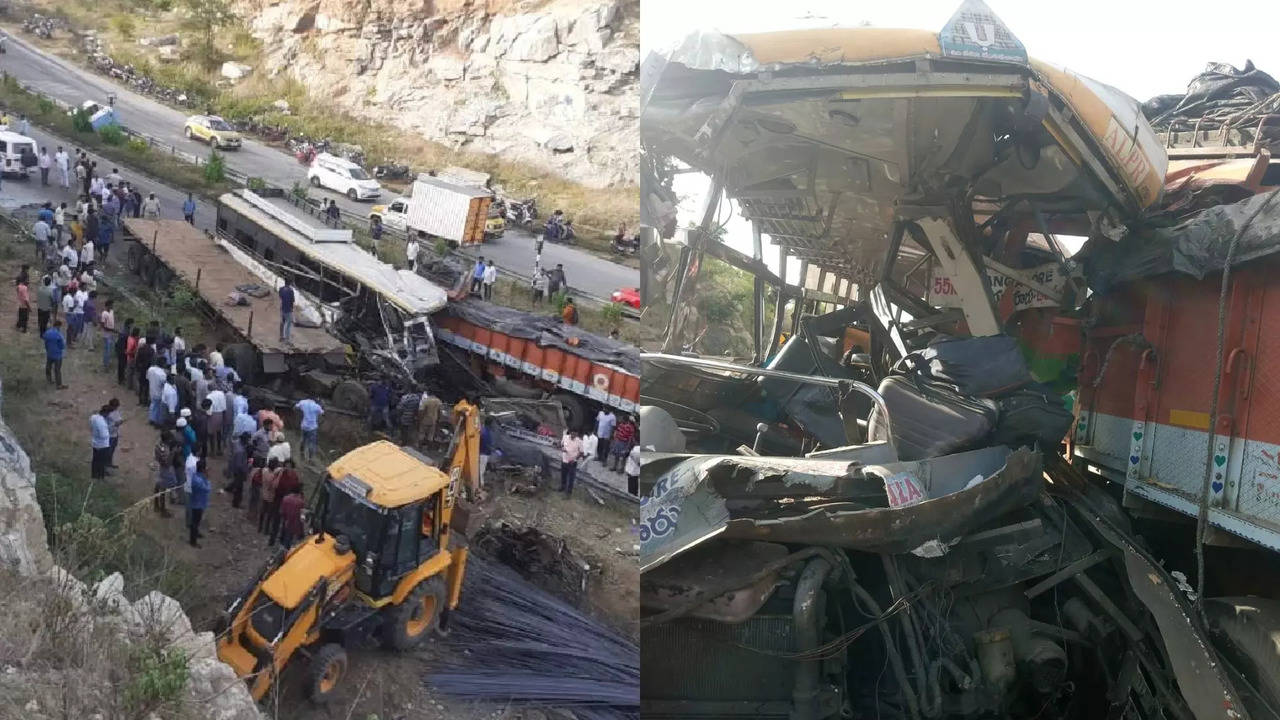 8 death 33 people injured bengaluru bus collides with truck in-andhra pradesh