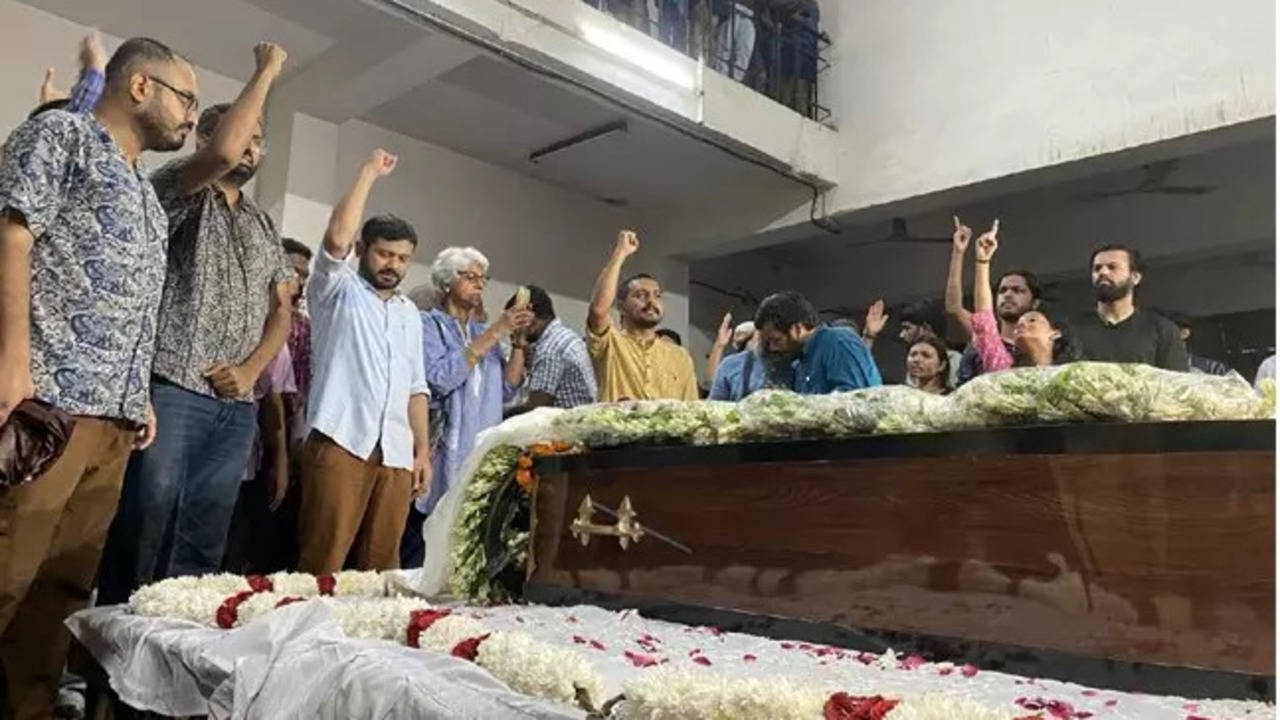 sitaram yechury parthivadeham from aiims to his home... tributes from celebrities