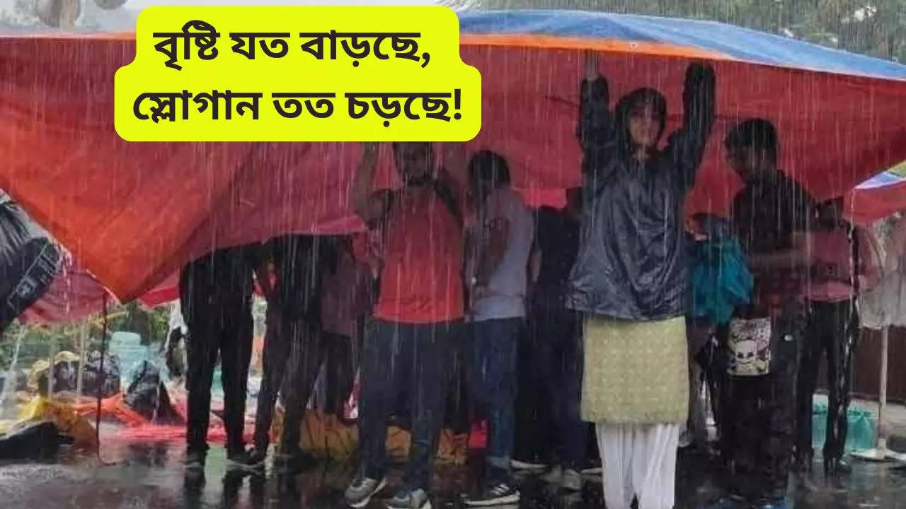 rg kar junior doctors protest continues in kolkata amid massive rain