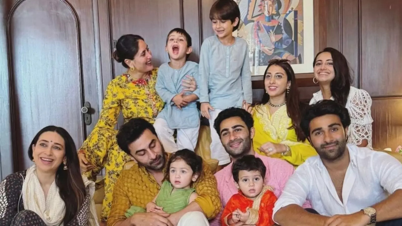 Ranbir Kapoor Holds Daughter Raha Close At Her First Ganesh Chaturthi Celebration With Cousins Taimur-Jeh