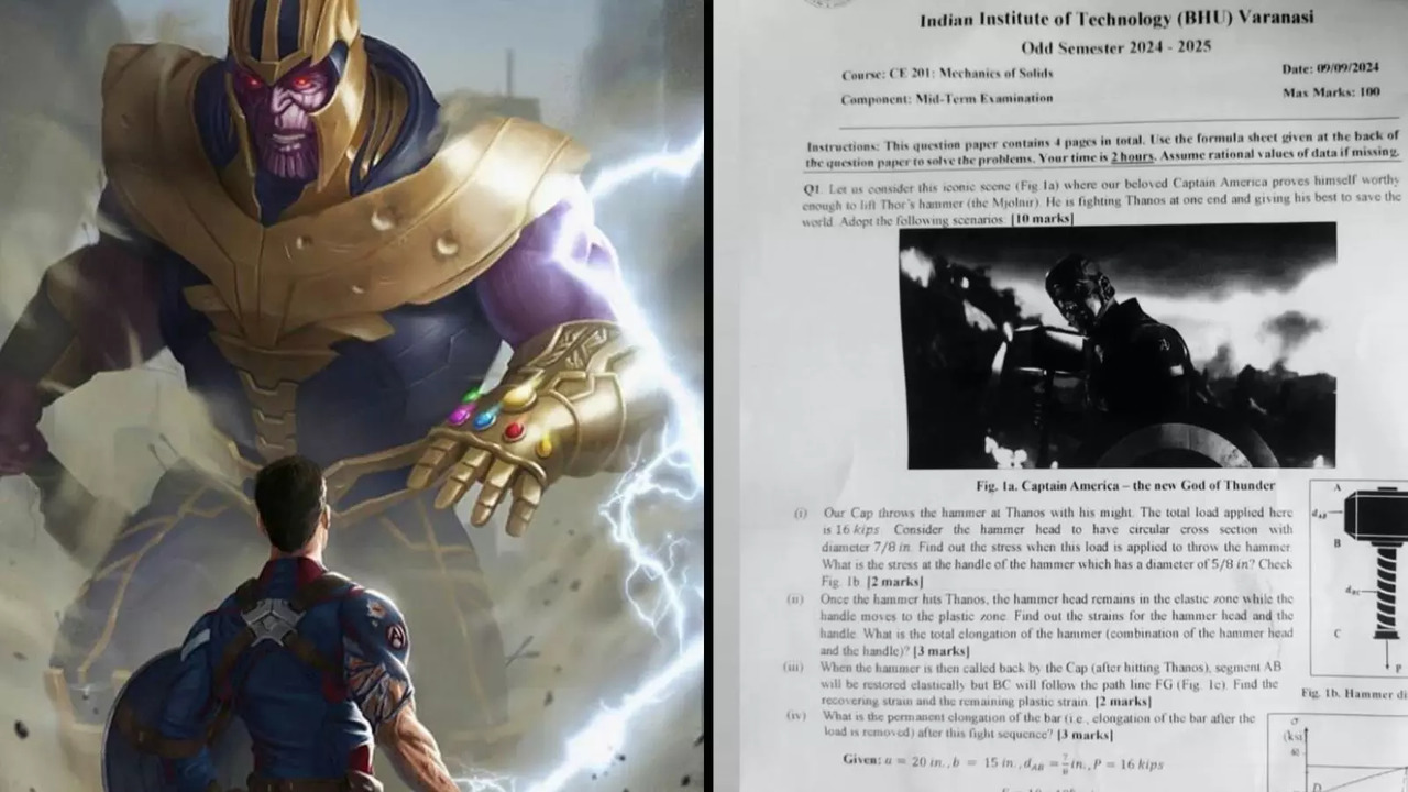 Captain America Vs Thanos ICONIC Avengers Endgame Fight Scene Finds Its Way To IIT Varanasi Question Paper