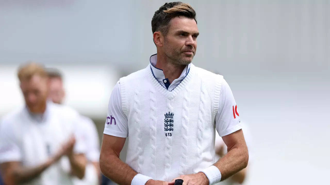 England fast bowler James Anderson in action