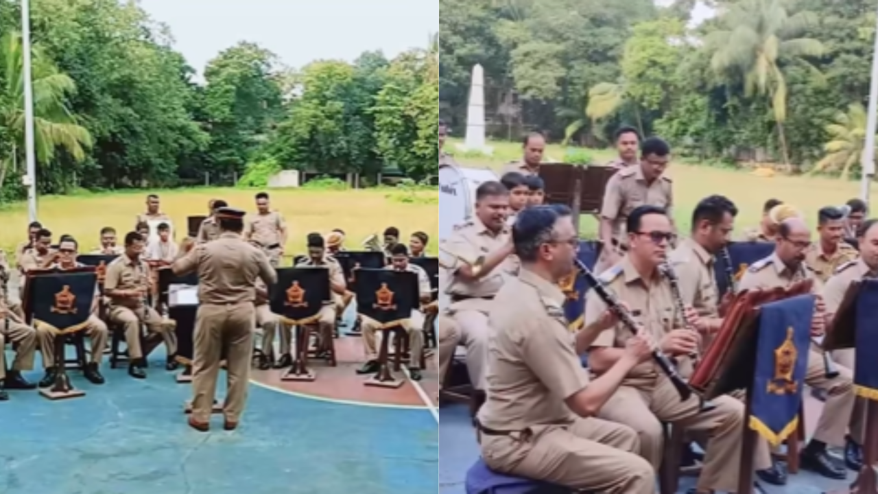 Mumbai Police band bids farewell to Lord Ganesha. (Credits: Instagram/@mumbaipolice)