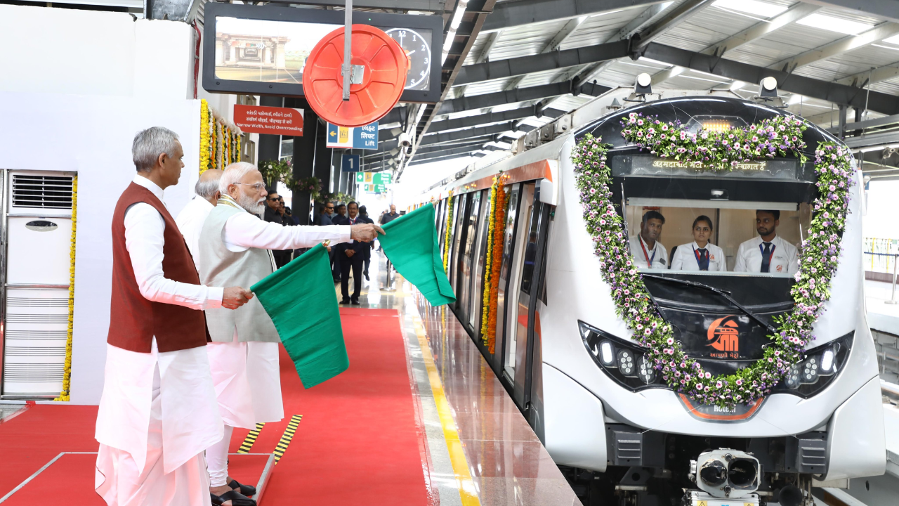 PM Narendra Modi flagging off Ahmedabad Metro