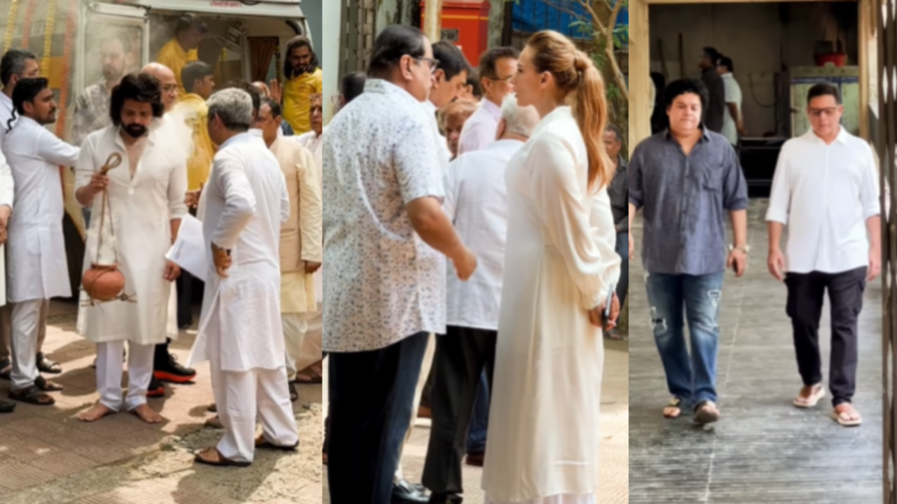 Himesh Reshammiya's Father Vipin Reshammiya's Funeral: Iulia Vantur, Farah, Sajid, Ramesh Taurani Attend Last Rites