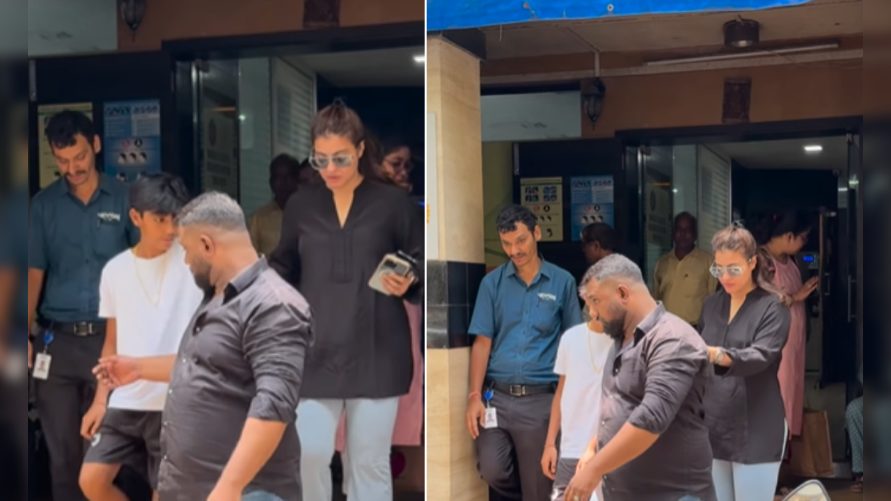 kajol spotted at  doctor's clinic with her son yug pushed the security  guard and got trolled again