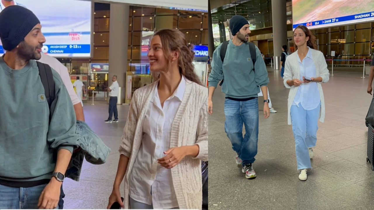 Bhool Bhulaiyaa 3: Kartik Aaryan, Triptii Dimri Look Uber Cool As They Get Spotted At Airport. Watch Viral Video