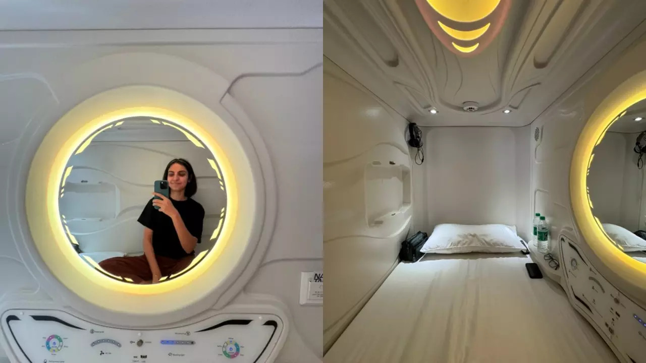 The inside of a capsule at the pod hotel Nap Tap Go in Secter 62 Noida  Courtesy SomyaX