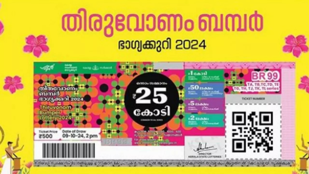 The 2024 Thiruvonam Bumper BR 99 has a jackpot worth Rs. 25 crore. | Credit: Kerala State Lotteries