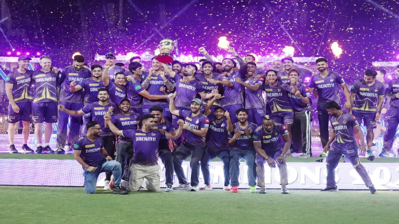 KKR players with the IPL 2024 trophy