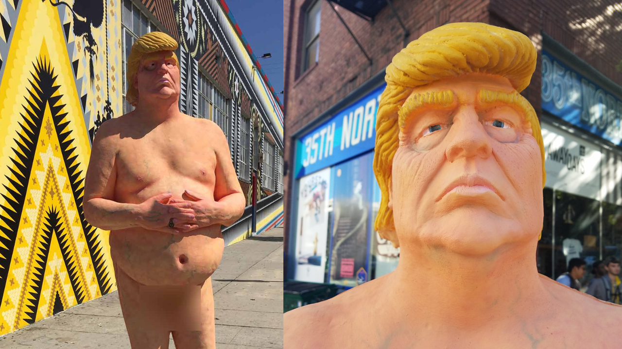 Donald Trump's naked statues appeared in 2016