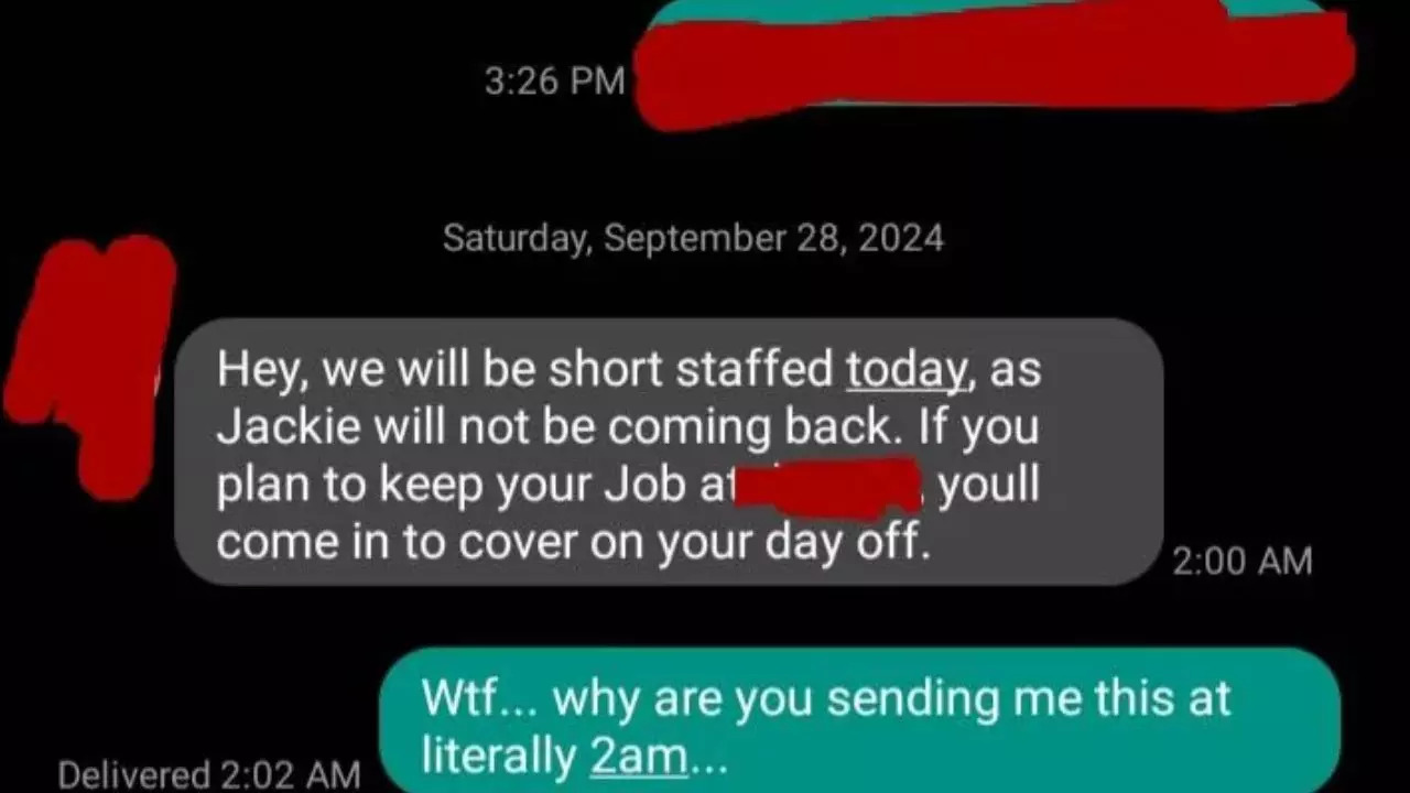 Worker Shares 2 am Text From Boss, Internet Reacts.