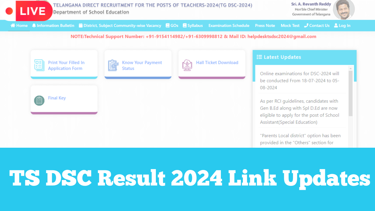 DSC Results 2024 Highlights TG DSC Results Response Sheet Released on schooledutelanganagovin tgdscaptonlinein Direct Link