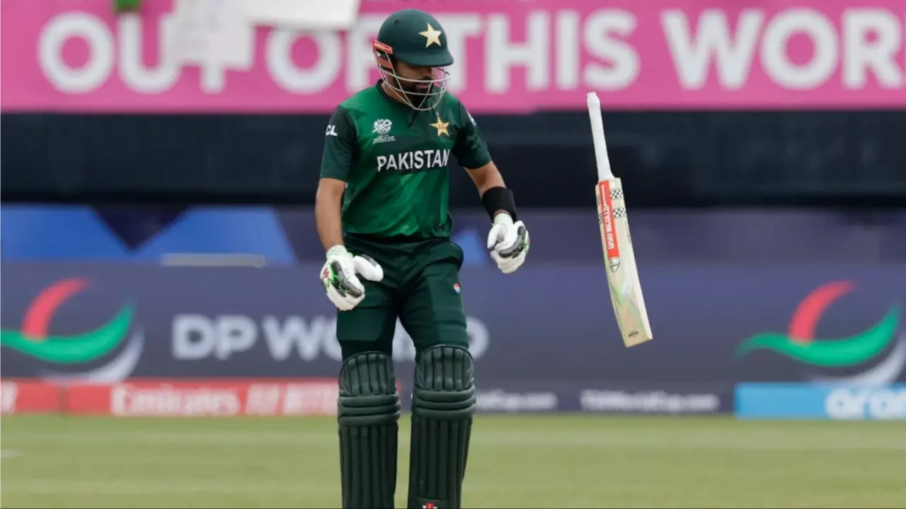 Babar Azam in action during a T20 World Cup 2024 match for Pakistan.