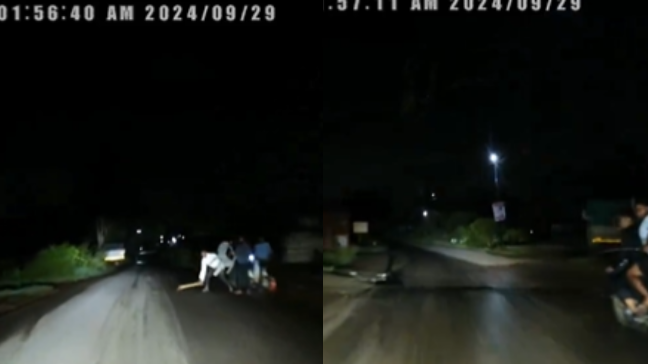 Motorcycle-borne men chases car of a techie in Pune (Credits: Twitter/@_ravi_karnani)