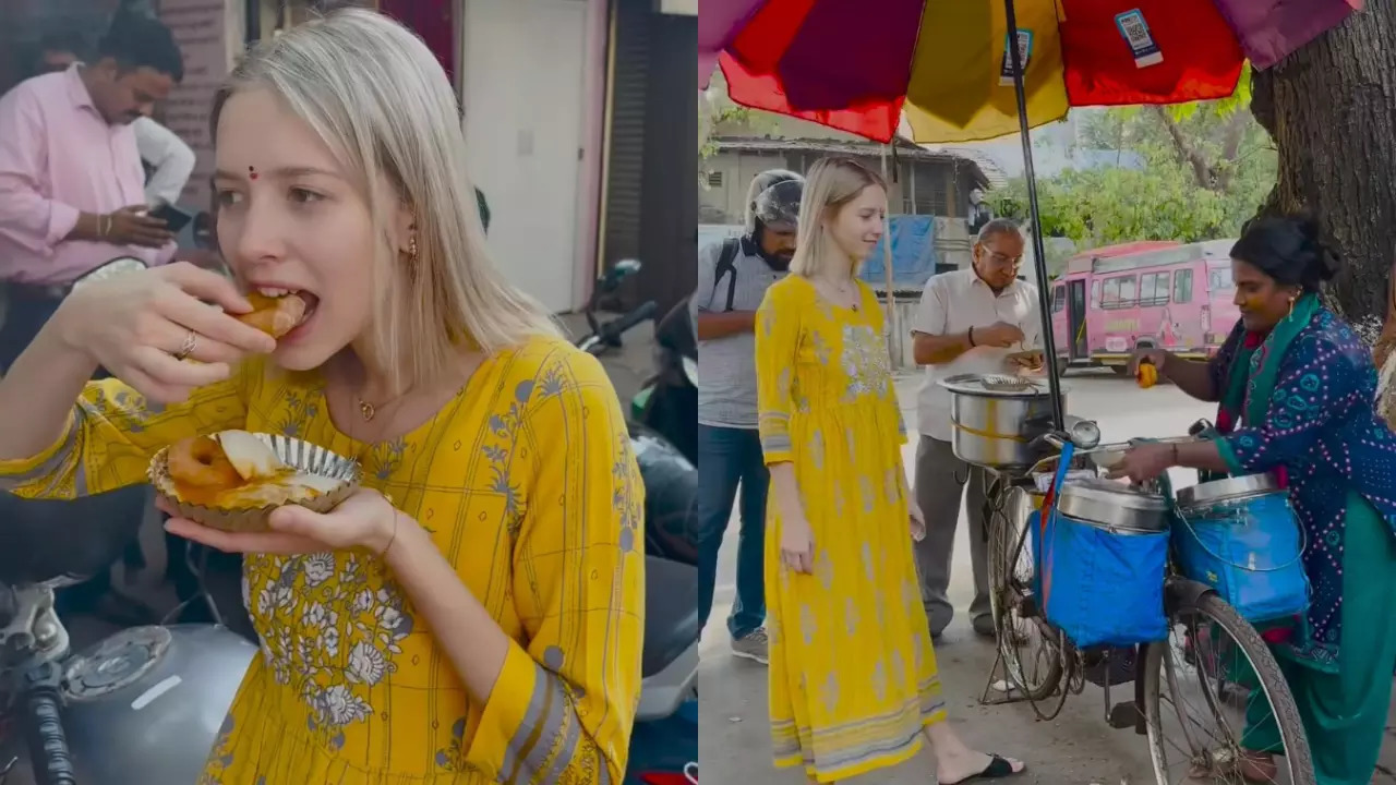 Russian Influencer Ties Idli-Sambar On The Streets Of Mumbai