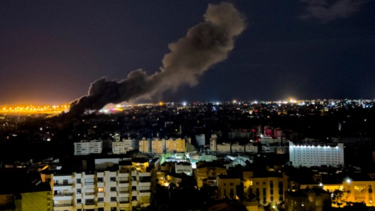 Smoke rises from an Israeli airstrike that hit the southern suburb of Beirut