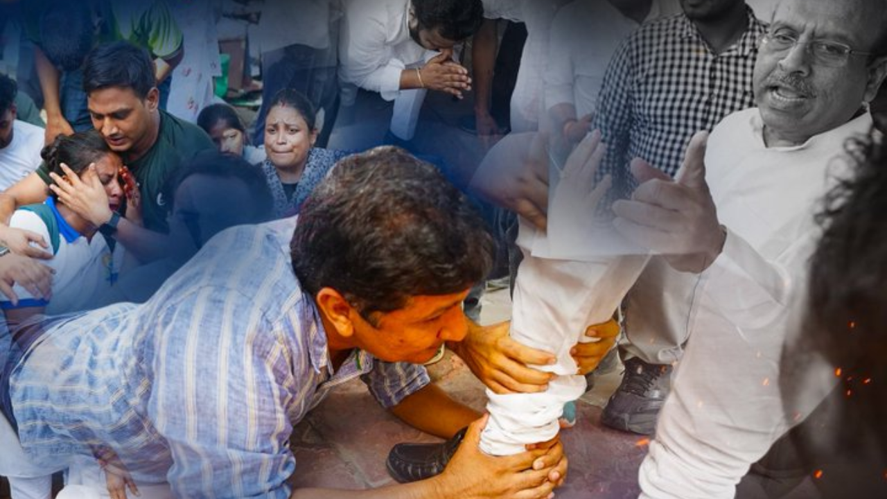 AAP minister at BJP leader's feet