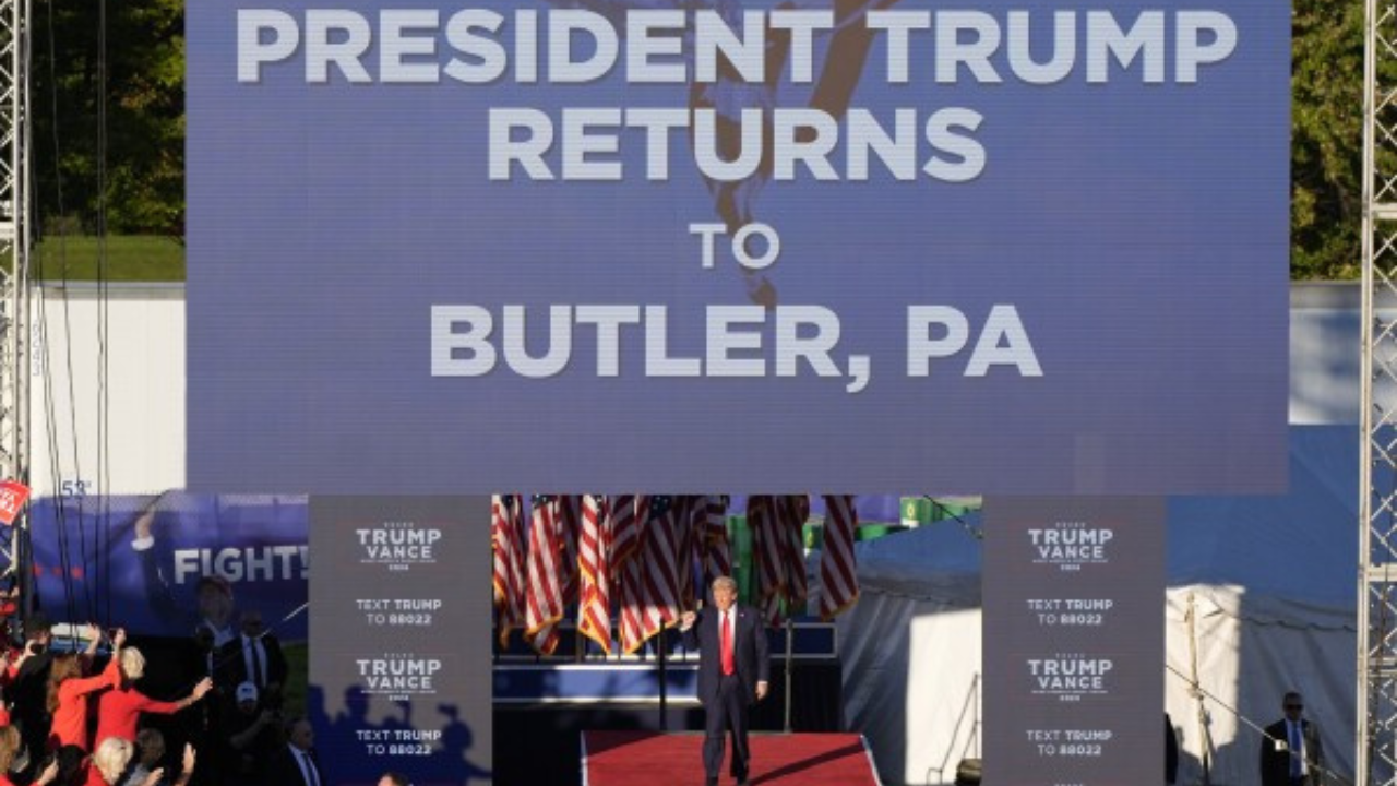 Donald Trump at his Butler rally on Saturday