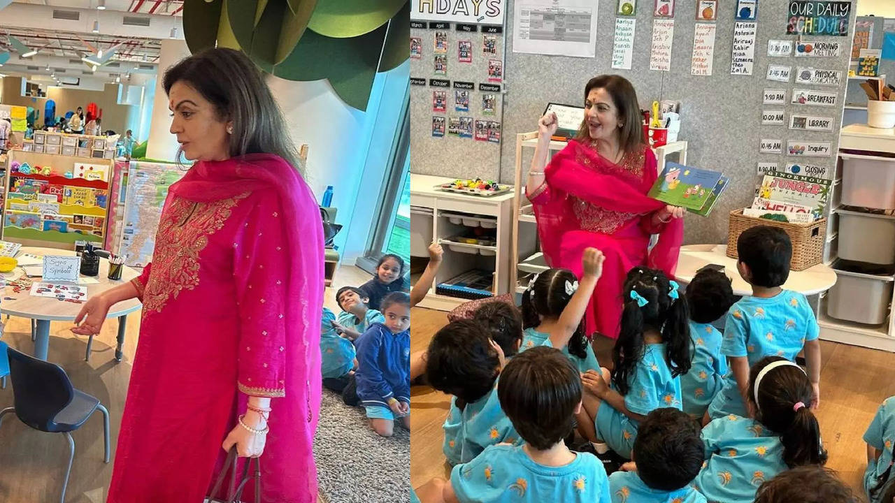 nita ambani's stylish rani pink kurta set for grandson prithvi's school visit