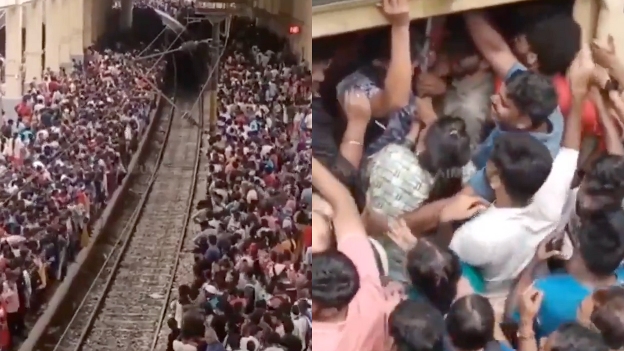 Chaos at Chennai Rail Stations Video Captures Huge Crowds on IAF Air Show Day