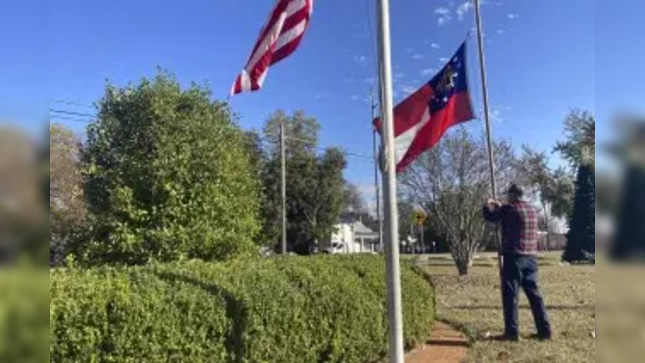 Texas and US flags at half-mast today