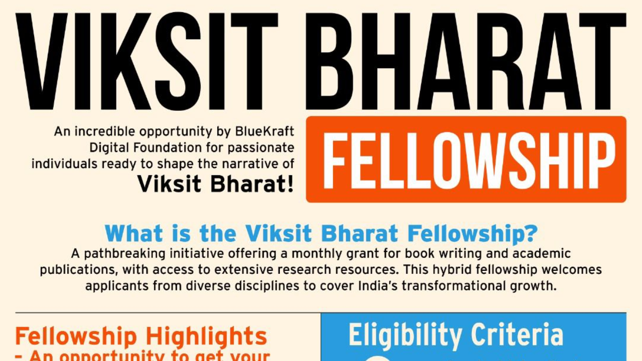 Viksit Bharat Fellowship 2024: Research Fellowship with upto Rs. 2 Lakh Stipend, Apply by November 1