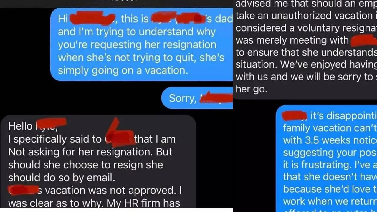 Man texts daughter’s boss for rejecting her leaves