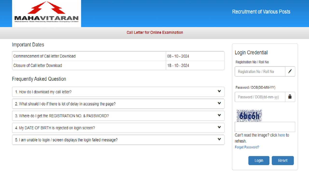 MSEDCL Admit Card 2024